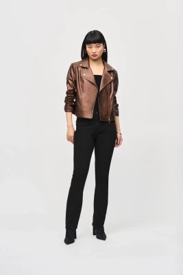 Ribkoff Naisten Takki, METALLIC FAUX LEATHER BIKER JACKET Konjakinruskea