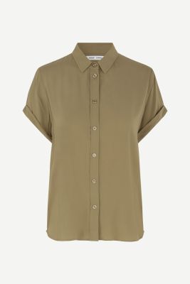 Samsoe and Samsoe, Naisten Lyhythihainen Kauluspaita, Majan Ss Shirt 9942 Khaki