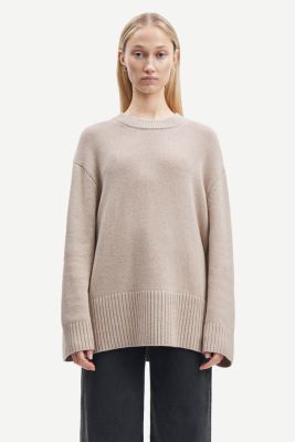 Samsoe and Samsoe Naisten Neule, ELIETTE CREW NECK 14938 Vaalea Beige