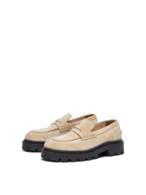 Selected Femme kengät, SLFEMMA SUEDE PENNY LOAFER Vaalea Beige