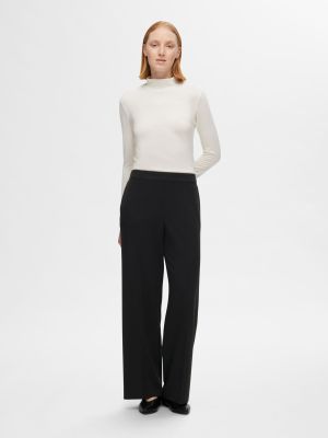 Selected Femme Naisten Housut, SLFEMMA-TARA MW WIDE PANT Musta