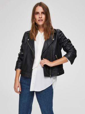 Selected Femme Naisten Nahkatakki, Katie Leather Jacket Musta