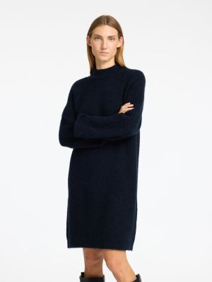 Selected Femme Naisten Neulemekko, K-SLFLULU LS HIGH NECK KNIT DRESS Tummansininen