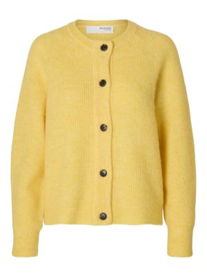 Selected Femme, Naisten Neuletakki, Lulu LS Knit Short Cardigan Keltainen