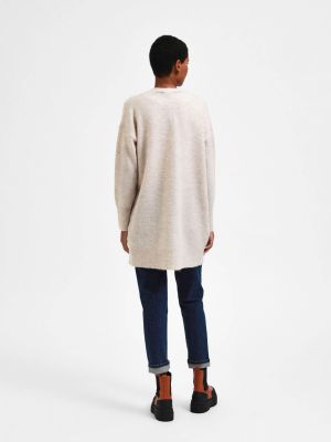 Selected Femme Naisten Neuletakki Lulu New Knit Long Cardigan Luonnonvalkoinen