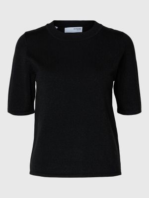 Selected Femme Naisten Neuletoppi, 2/4 KNIT O-NECK Musta