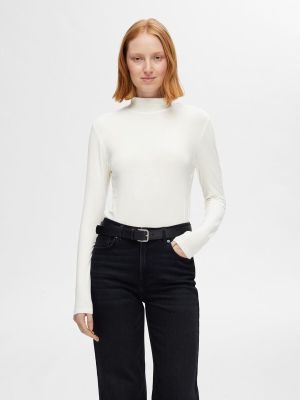 Selected Femme Naisten Paita, SLFMANJA LS HIGH NECK NOOS Luonnonvalkoinen