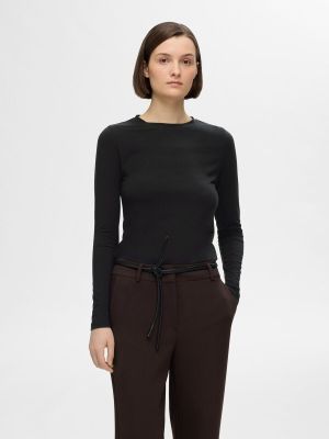 Selected Femme Naisten Paita, SLFMANJA LS O-NECK NOOS Musta