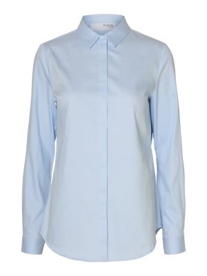 Selected Femme naisten paitapusero, SLFROMIE LS FITTED SHIRT Vaaleansininen