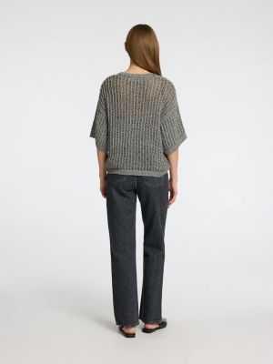 Selected Femme naisten pusero, SLFELLEN 2/4 KNIT O-NECK Vaaleanharmaa