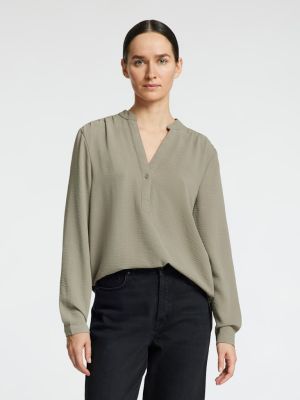 Selected Femme Naisten Pusero, SLFMIVIA LS TOP B Khaki