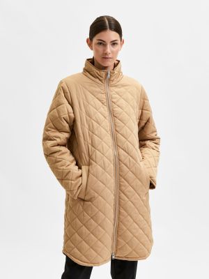 Selected Femme Naisten Tikkitakki SLFFILLY QUILTED COAT B Vaalea Beige