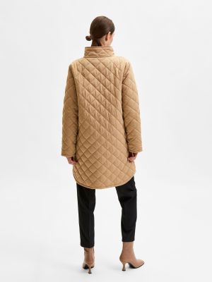 Selected Femme Naisten Tikkitakki SLFFILLY QUILTED COAT B Vaalea Beige