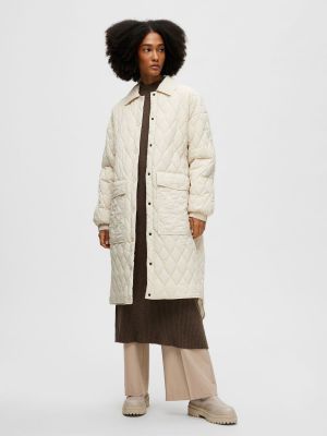 Selected Femme Naisten tikkitakki, SLFMIA QUILTED COAT B NOOS Luonnonvalkoinen