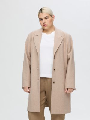 Selected Femme naisten villakangastakki,  SLFNEW ALMA WOOL COAT Vaalea Beige