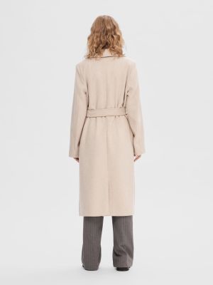 Selected Femme Villakangastakki, SLFROSA WOOL COAT  Luonnonvalkoinen