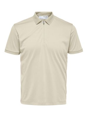 Selected Homme Fave Zip Polo Beige