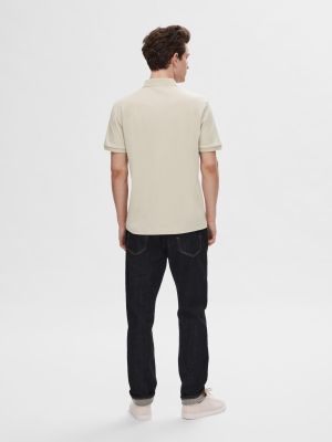 Selected Homme Fave Zip Polo Beige