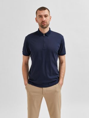 Selected Homme Fave Zip Polo Tummansininen