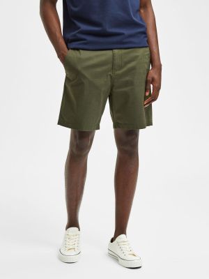 Selected Miesten Chino Shortsit COMFORT-HOMME FLEX SHORTS Armeijanvihreä