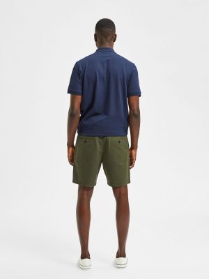 Selected Miesten Chino Shortsit COMFORT-HOMME FLEX SHORTS Armeijanvihreä