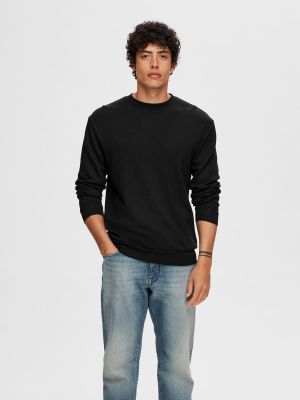 Selected miesten college, MANUEL SOFT CREW NECK Musta