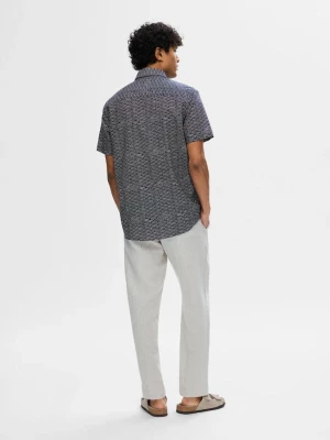 Selected Miesten Kauluspaita NEW LINEN SHIRT Sininen Kuosi