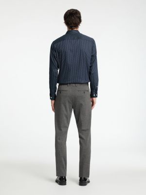 Selected Miesten Kauluspaita, SLIM PERFORMANCE AOP SHIRT Tummansininen