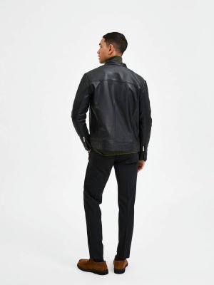 Selected miesten nahkatakki, ARCHIVE CLASSIC LEATHER JACKET Musta