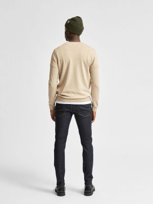 Selected Miesten Neule BERG CREW NECK  Vaalea Beige