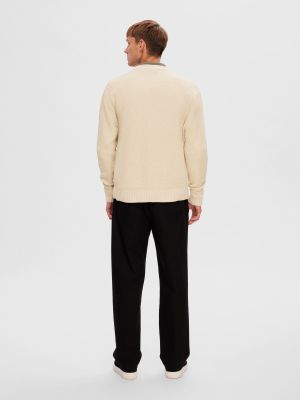 Selected Miesten Neulepaita, BERT RELAXED KNIT STU CREW Luonnonvalkoinen