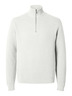 Selected Miesten Neulepusero, DANE LS KNIT STRUCTURE HALF ZIP Valkoinen