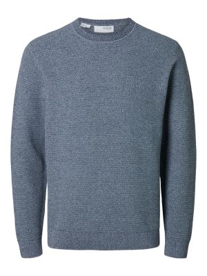 Selected Miesten Neulepusero, ROSS LS KNIT STRUCTURE NOS ORGANIC COTTO Sininen