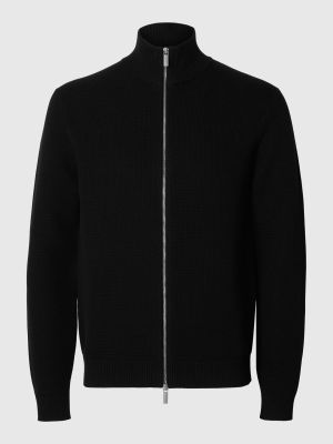 Selected Miesten Neuletakki, K DANE FULL ZIP Musta