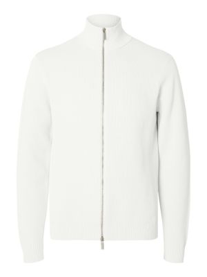 Selected Miesten Neuletakki, K DANE FULL ZIP Valkoinen