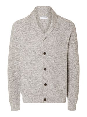 Selected miesten neuletakki, VINCE LS BUBBLE SHAWL CARDIGAN  Vaaleanharmaa