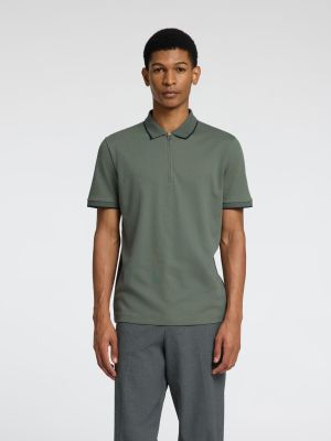 Selected miesten pikeepaita, FAVE SPORT ZIP SS POLO Khaki