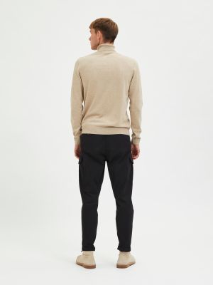 Selected, Miesten Pooloneule, Berg Roll Neck Vaalea Beige