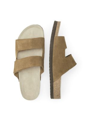 Selected Miesten Sandaalit, K BASTIAN SUEDE STRAP SLIDER Keskiruskea