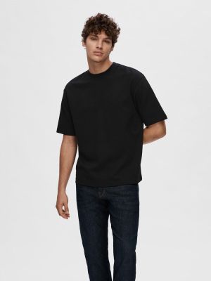 Selected miesten t-paita, LOOSE OSCAR SS O-NECK Musta