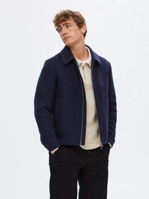 Selected Miesten Villakangastakki, FILIP WOOL JACKET Tummansininen