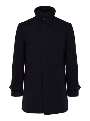 Selected Miesten Villakangastakki, REUBEN WOOL COAT NOS Musta