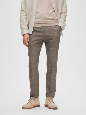 Selected pellavahousut, OASIS LINEN TROUSER Keskiruskea