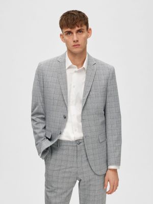 Selected Puvuntakki, SLIM LIAM GREY CHECK Harmaa Ruutu