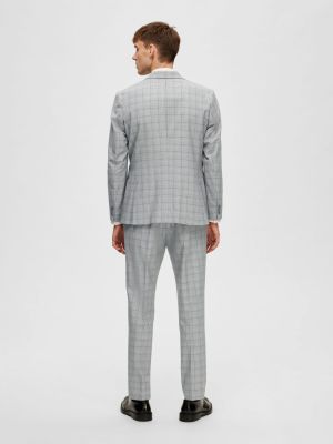 Selected Puvuntakki, SLIM LIAM GREY CHECK Harmaa Ruutu