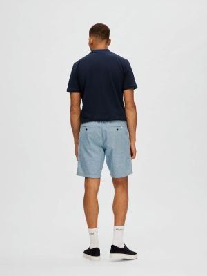 Selected shortsit, COMFORT BRODY LINEN SHORTS Sininen