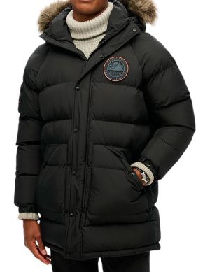 Superdry Miesten Parkatakki, Everest Longline Baffled Parka Musta