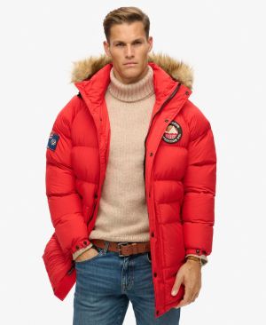 Superdry Miesten Parkatakki, Everest Longline Baffled Parka Punainen