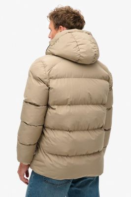 Superdry Miesten Talvitakki, Hooded 5 Baffle Sports Puffer Vaalea Beige