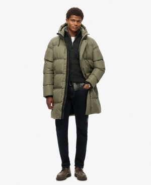 Superdry Miesten Toppatakki, Hooded Sports Puffer Mid Jkt Armeijanvihreä